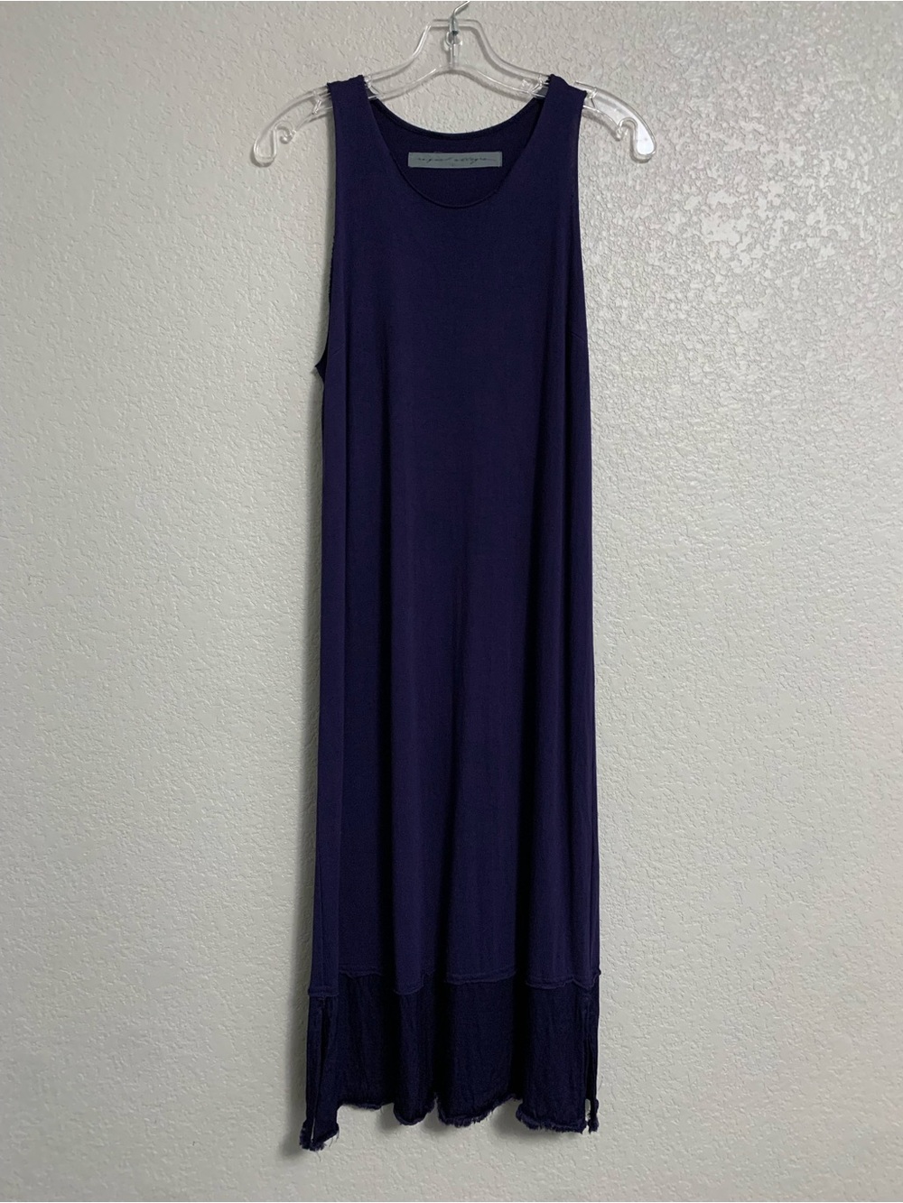 Raquel Allegra Tank Dress 2/M Midi Sleeveless Column Mixed Media Jersey Satin